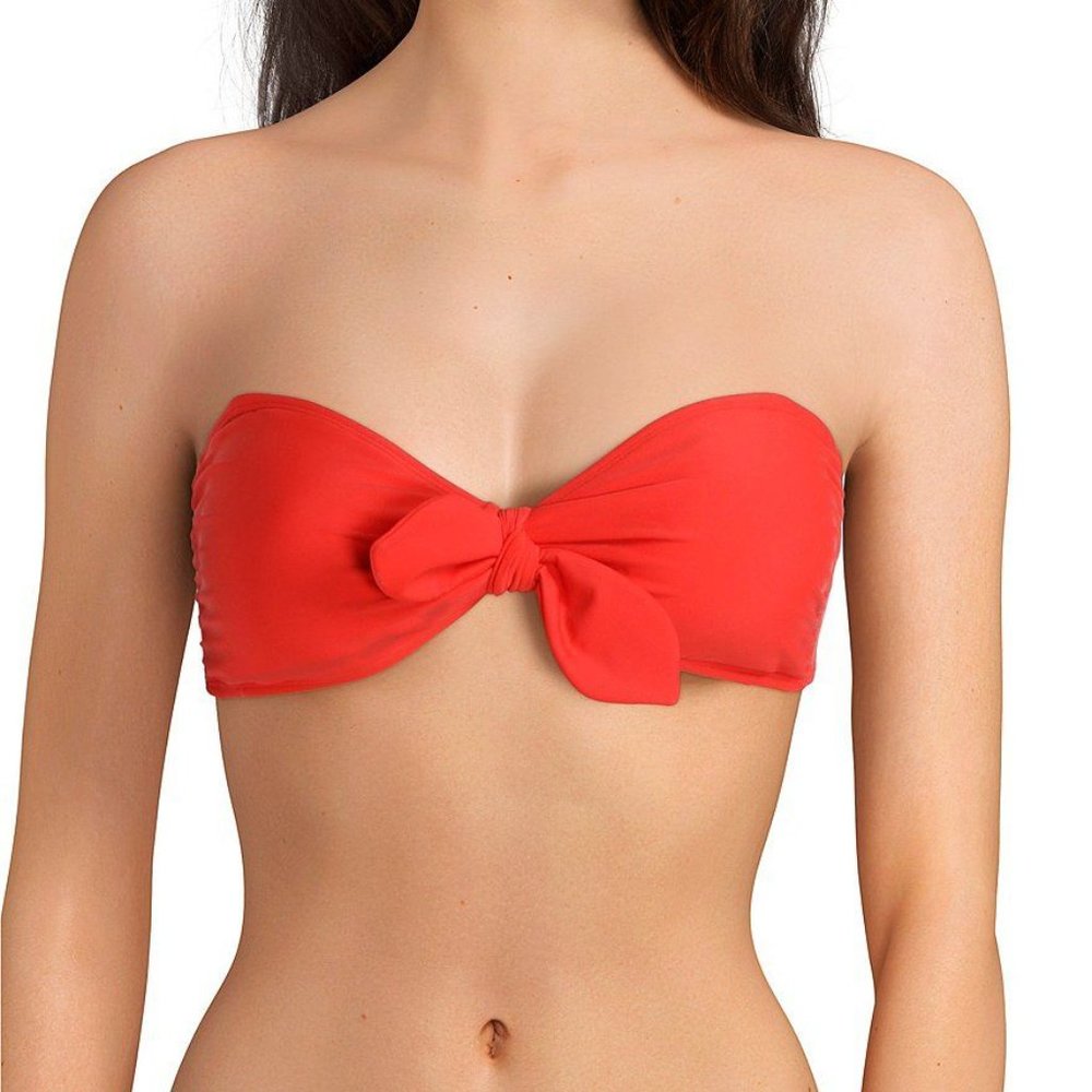 Red Bow Bandeau Strapless Bikini Top